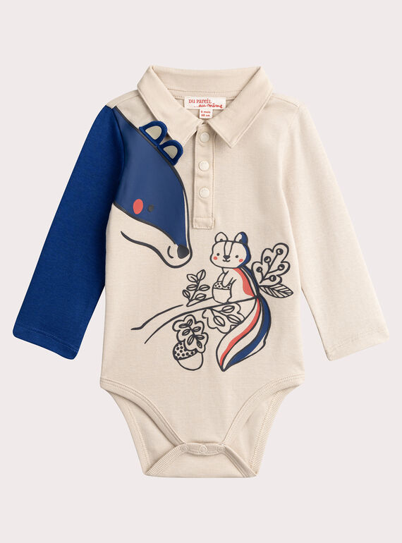 Body mit langen Ärmeln mit Eichhörnchen-Animation für Baby Boy  VUROBOD / 24WG10P1BOD808