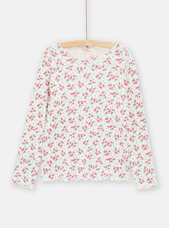 Rosa T-Shirt mit Blumenprint für Mädchen TAJOTEE1 / 24S901B4TML001