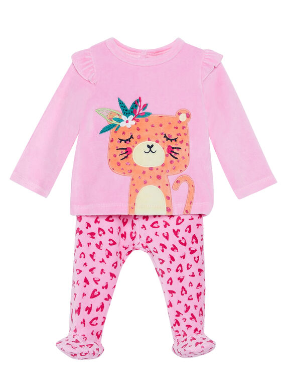 Rosa Baby-Pyjama aus Samt für Mädchen JEFIPYJTIG / 20SH13C1PYJD301
