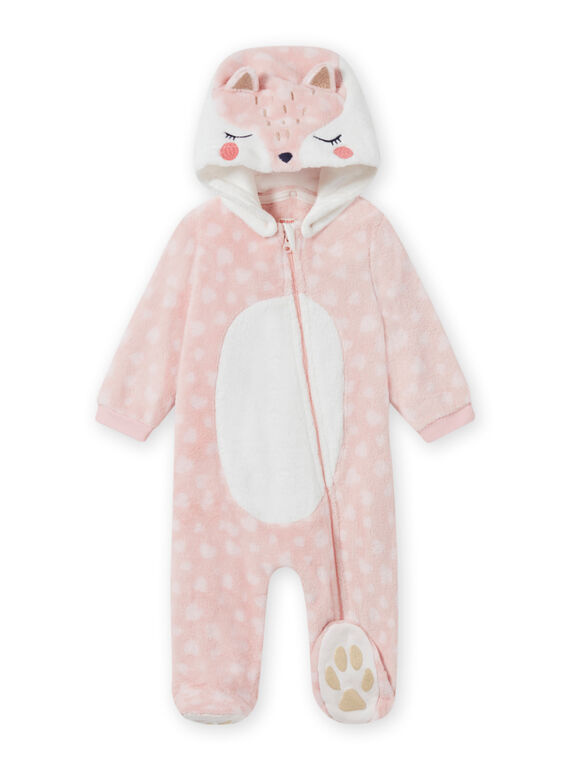 Baby Mädchen rosa Kapuzenüberhemd mit Fuchsaufdruck MEFISURPYJRE / 21WH1391SPYD329