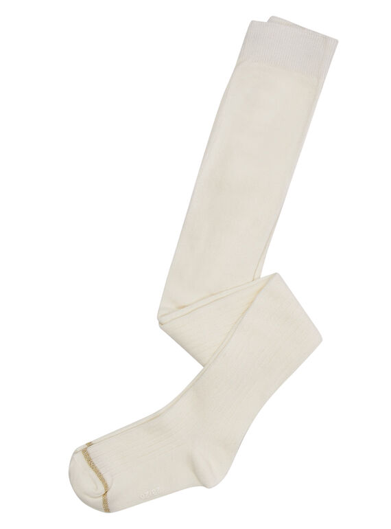 Naturweiße Rippenstrumpfhose aus Baumwolle für Mädchen JYAESCOL3 / 20SI0161COL001