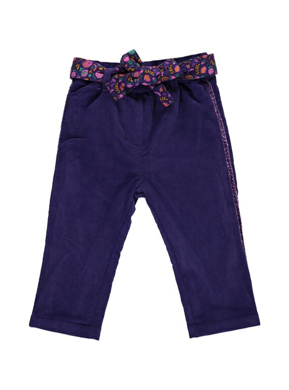 Baby girls' polar fleece-lined velour trousers DIVIOPAN / 18WG09H1PAN711