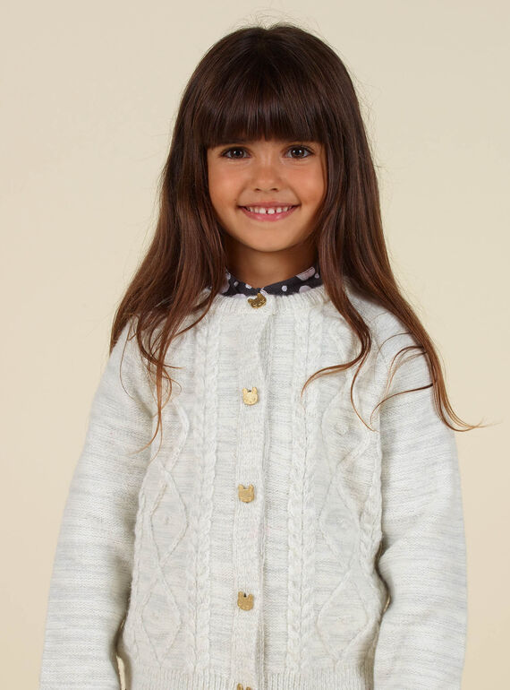 Pailletten-Strickjacke für Mädchen in Ecru MAHICAR / 21W901U1CAR003