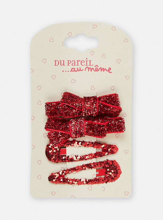4er-Pack glänzend rote Haarspangen für Mädchen SYAJOCLIP9 / 23WI01S2BRTF529
