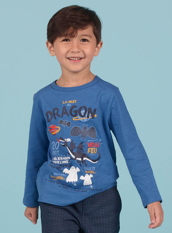 Blaues Drachen-T-Shirt für Jungen MOPLATEE2 / 21W902O1TML221