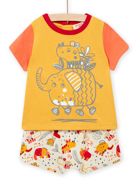 Baby Junge gelbes T-shirt und Shorts NUFLAENS / 22SG10R1ENS104