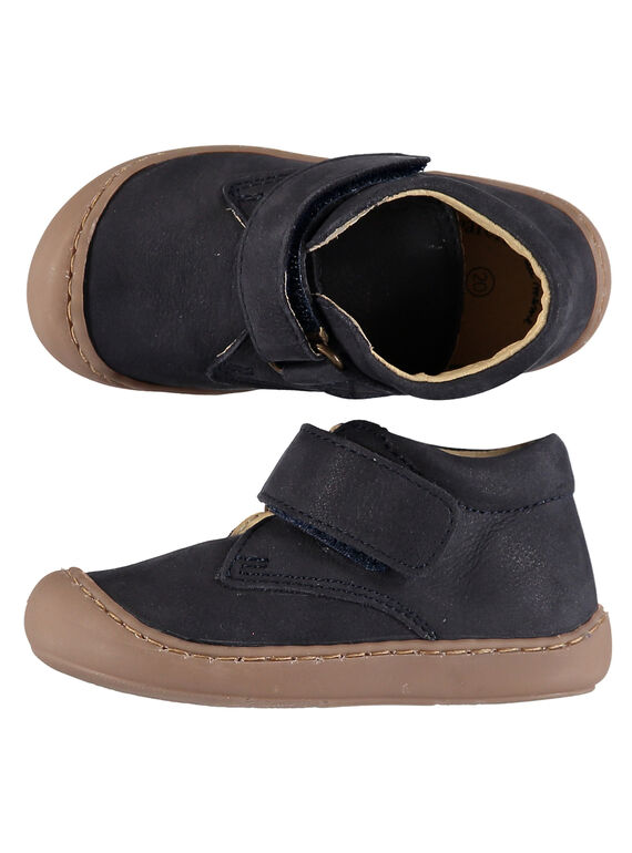 Flexible Stiefeletten aus marniblauem Nubukleder Baby Junge GBGBOTIFLEM / 19WK38I2D0F070