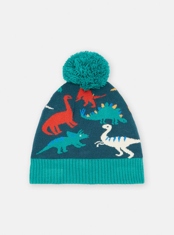 Entenblaue Mütze mit Dinosaurier-Print SYOGROBON4 / 23WI0293BON714