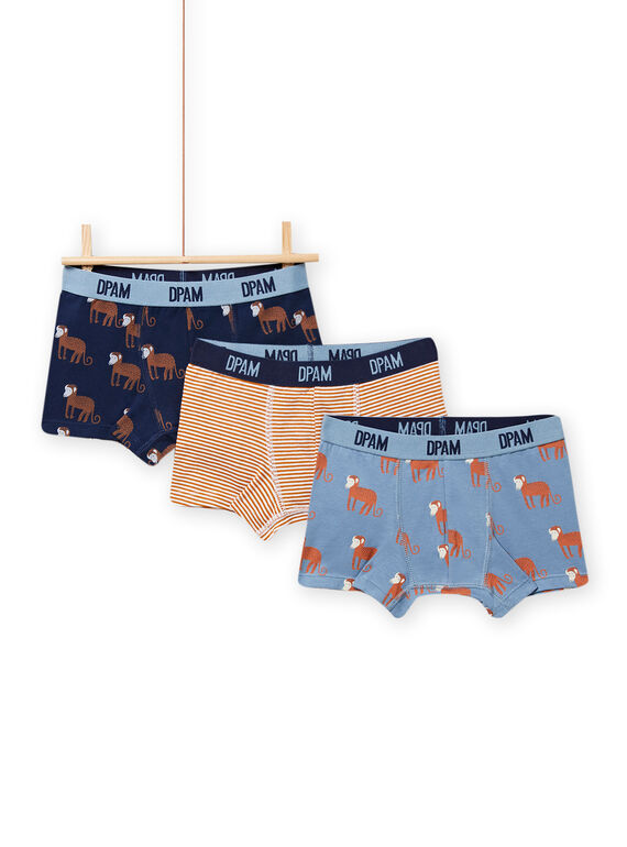3 verschiedene Boxershorts mit Affenmuster für Kind Junge NEGOBOXSIN / 22SH12I4BOX812