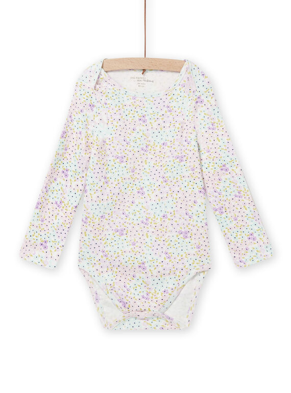 Baby Mädchen ecrufarbener Bodys mit Blumendruck NEFIBODFLE / 22SH13I1BDL001