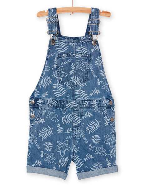 Blaue und weiße Denim-Latzhose mit Blumendruck : Rock, Shorts enfant | DPAM