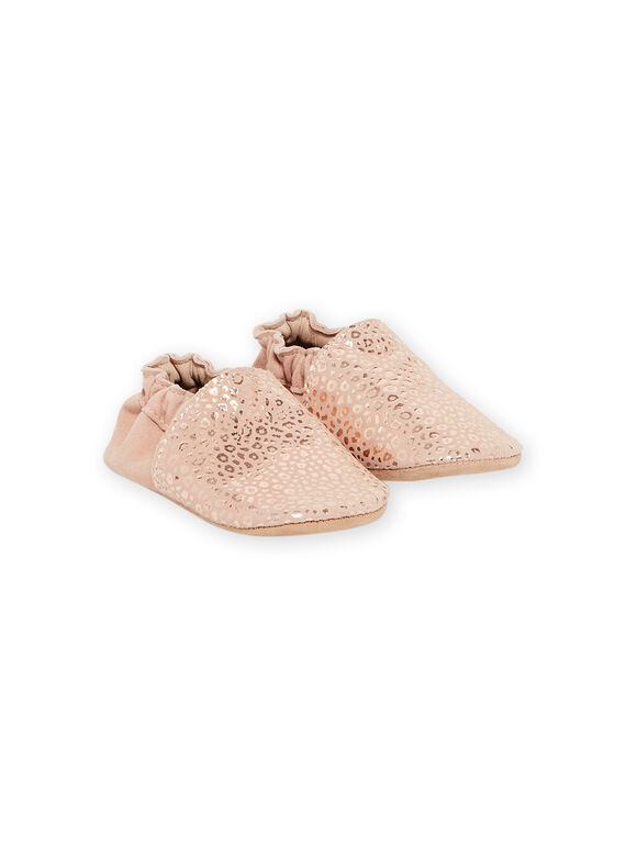 Weiche rosa Lederpantoffeln mit Leopardenmuster Baby Mädchen MICHOPRINT / 21XK3724D3S030