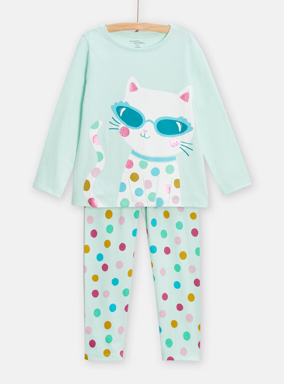 Blauer Pyjama mit Katzenmotiv für Baby-Jungen TEFAPYJDOT / 24SH1143PYJ219