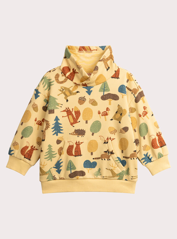 Beige Sweatshirt mit Waldtierdruck für Jungen VOBASWE / 24W902Q1SWE808