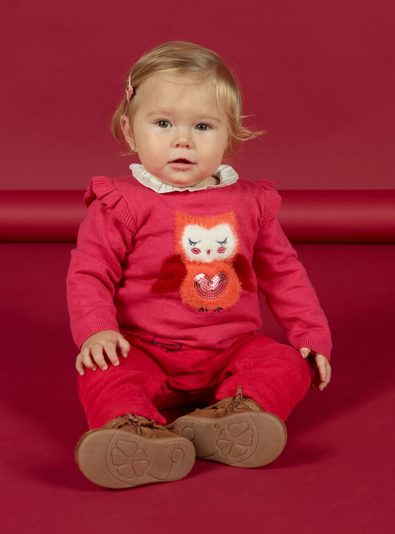 Baby Mädchen rosa Eule Pullover MIFUNPUL / 21WG09M1PULD332