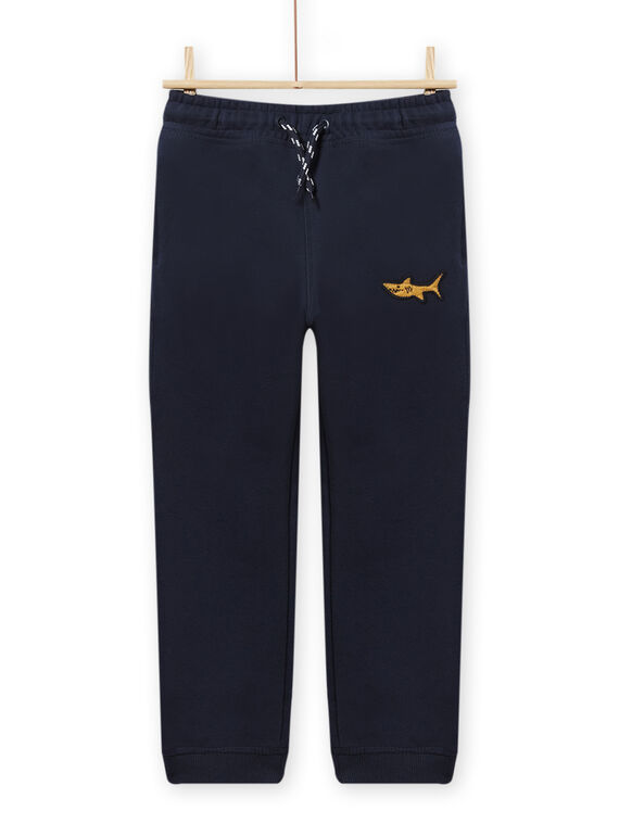 Mitternachtsblauer Jogginganzug für Kinder Jungen mit Hai-Stickerei NOJOJOB1 / 22S90264JGB705