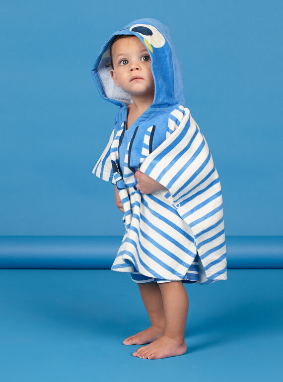 Blau-weiß gestreifte Baby-Jungen-Badekappe mit Kapuze und Baby-Jungen-Streifen LYUCAPE / 21SI10D1CDB001