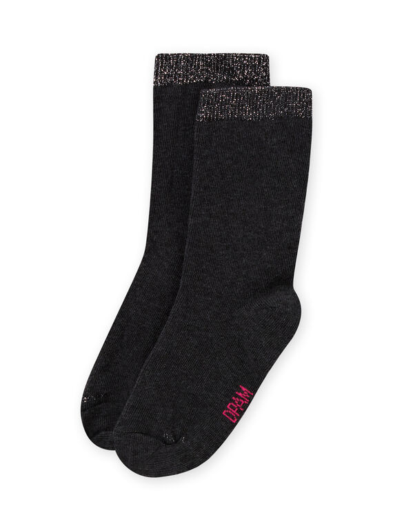 Anthrazitfarbene halbhohe Socken für Mädchen MYAESCHO5 / 21WI01E3SOQ944