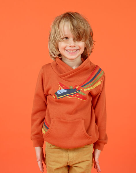 Oranges Sweatshirt für Jungen mit Flugzeugmotiv : Pullover, Sweatshirt