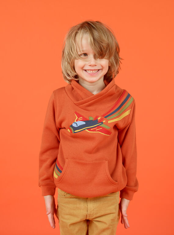 Oranges Sweatshirt für Jungen mit Flugzeugmotiv MOCOSWE / 21W902L1SWE408