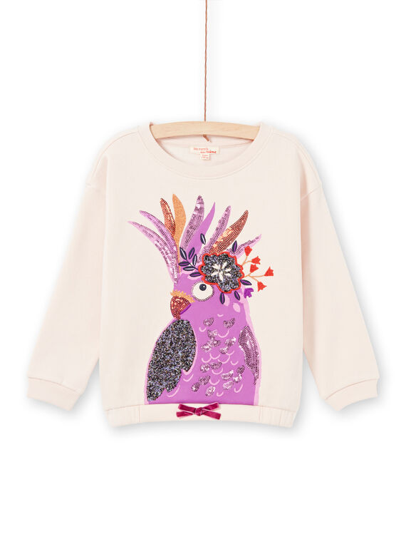Langärmeliges rosa Papageien-Sweatshirt für Mädchen MAPASWEA / 21W901H1SWED319