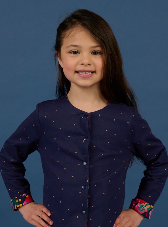 Reversible blaue Strickjacke Kind Mädchen NAWACAR / 22S901V1CARC211