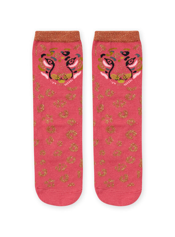 Rosa und goldene Leopardensocken für Mädchen MYAKACHO / 21WI01I1SOQD305