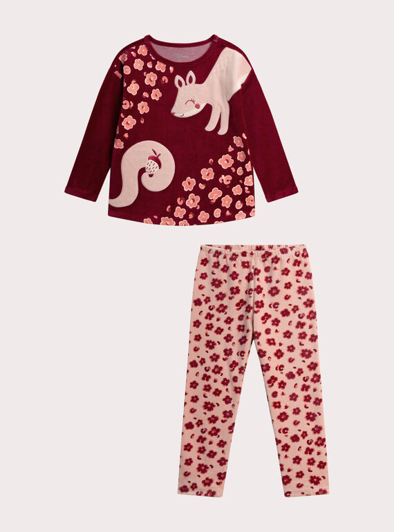 Pyjama aus rosa Samt für Mädchen  VEFAPYJNUT / 24WH1195PYJ511
