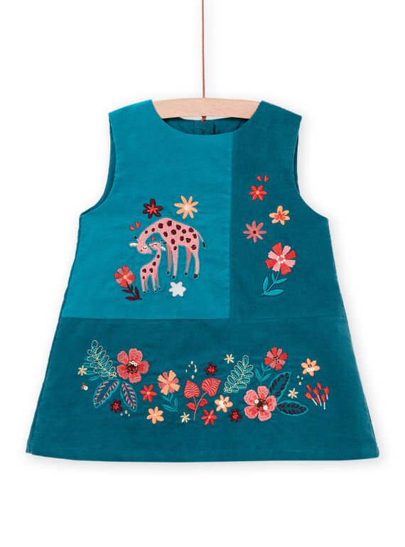 Ärmelloses grünes Kleid mit Blumen- und Giraffenstickerei PIPRIROB1 / 22WG09P1ROB714