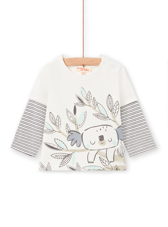 T-shirt ecru und marineblau baby boy LUPOETEE3 / 21SG10Y1TML001