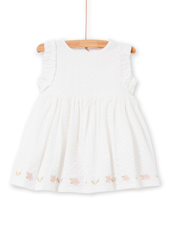 Weißes Baby Mädchen Kleid LIBALROB2 / 21SG09O4ROB000
