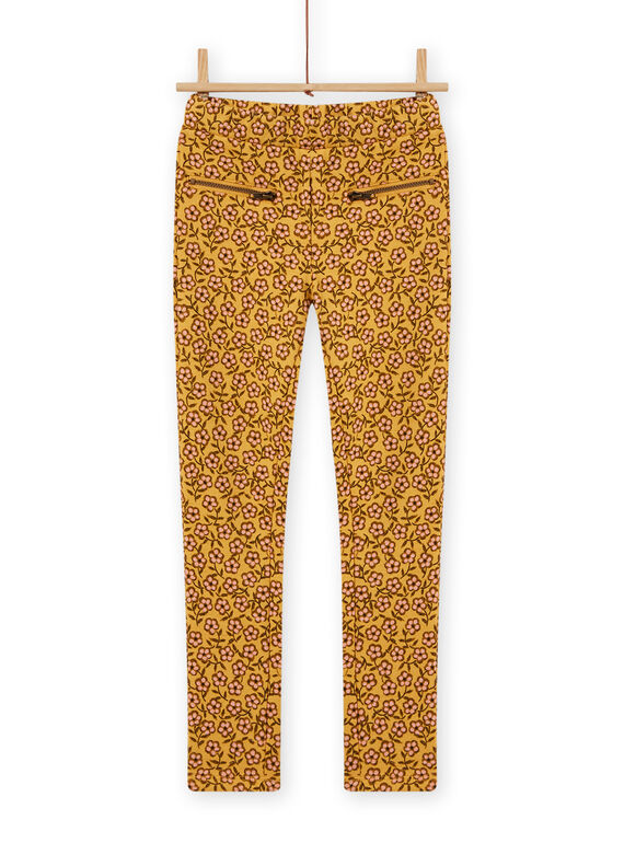 Gelbe Plüschhose mit Blumendruck für Kinder Mädchen MASAUPANT1 / 21W901P2PANB107