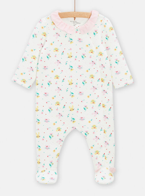 Ecru Strampler mit Hasenprint für Baby-Mädchen TEFIGRESOU / 24SH1343GRE001