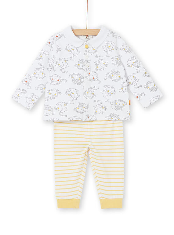 Langärmeliges Polo-Shirt mit Affenprint und gestreiften Leggings für Knabengeburten LOU1ENS3 / 21SF04H1ENS000