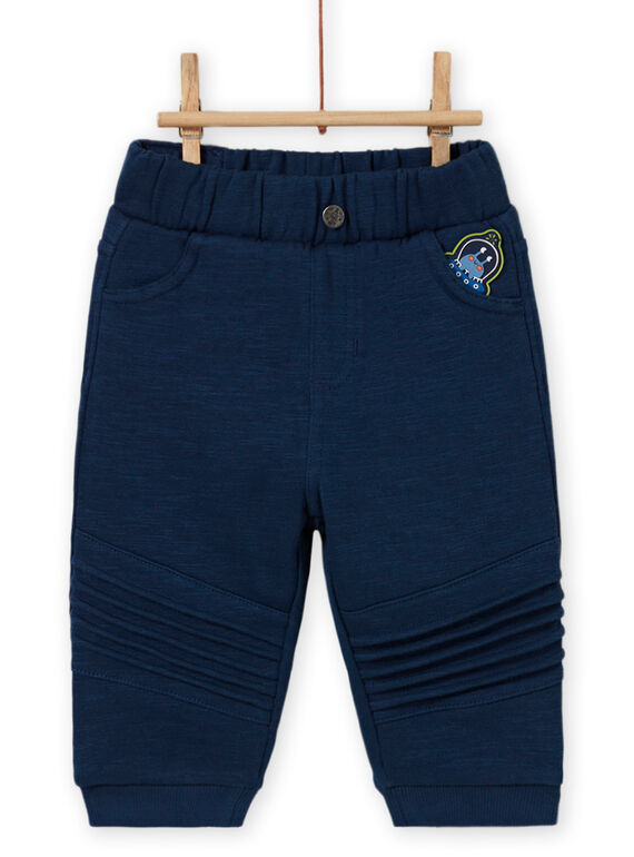 Himmelblaue Hose für Baby-Jungen mit Alien-Aufnäher MUPLAPAN1 / 21WG10O1PANC204