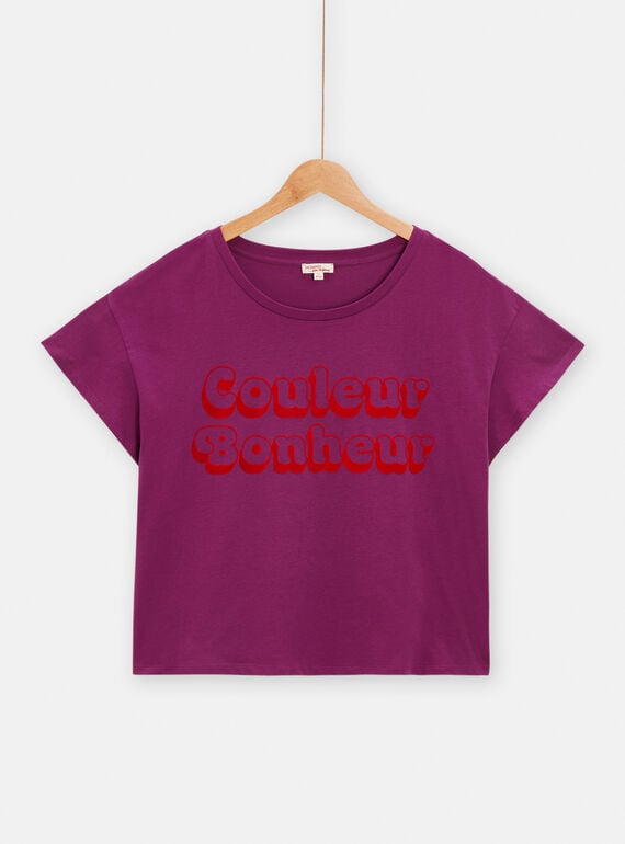 Oversize-T-Shirt mit Schriftzug für Frauen in Violett TAMUMTI1 / 24S993R1TMC712