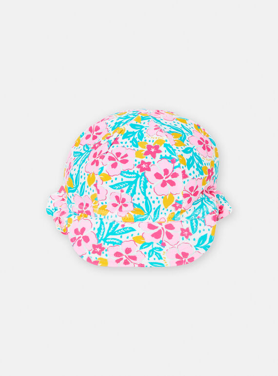 Türkis- und rosafarbene Strandmütze mit Blumenmuster für Baby-Mädchen TYICHA / 24SI09F1CHA000