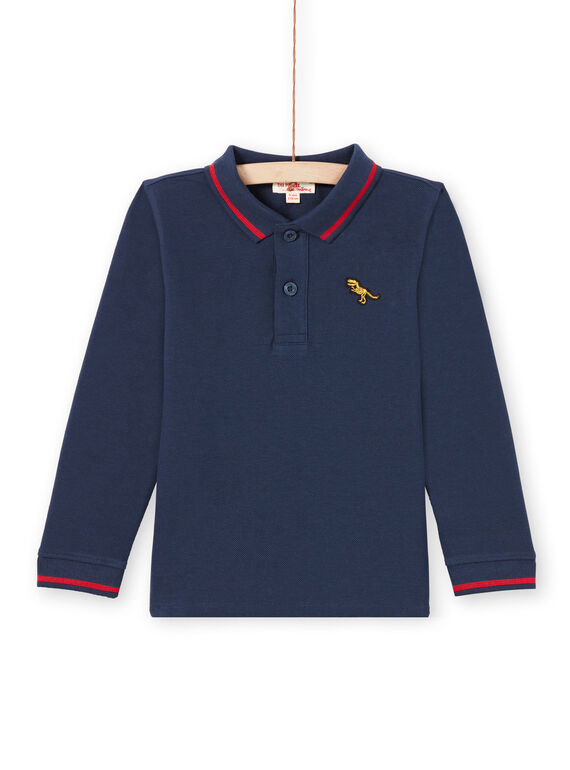 Langarm-Poloshirt für Jungen einfarbig blau MOJOPOL1 / 21W90216POL705