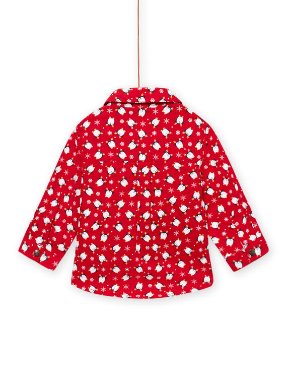 Rotes Oxford-Shirt mit Pinguin-Print, Flocken und Fliege Baby Junge MUNOCHEM / 21WG10Q2CHM050