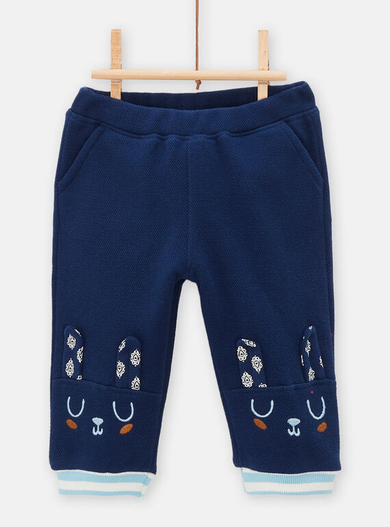 Tintenblaue Hose mit Hasenkopfmuster für Baby-Jungen TUDEPAN2 / 24SG10J1PANC214