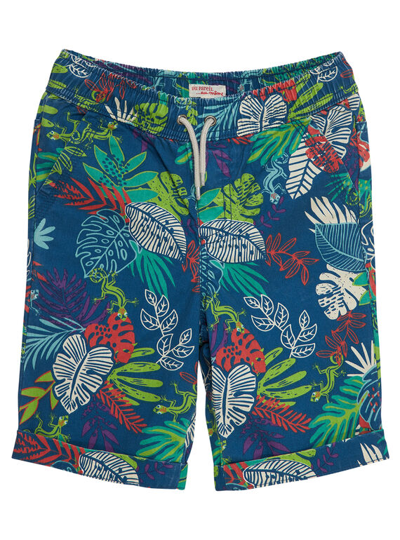 Naturweiße elastische Bermudas für Jungen mit Dschungelaufdruck JOSAUBER2 / 20S902Q3BER707