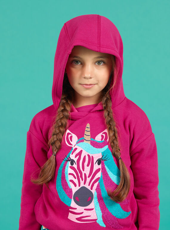 Rosa Einhorn-Kapuzenpullover für Mädchen MATUSWEA / 21W901K1SWED312