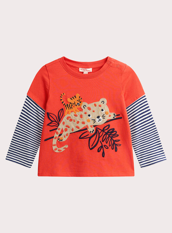 T-Shirt mit langen Ärmeln mit Tieranimation für Baby Jungen  VUKOTEE1 / 24WG1033TMLF503
