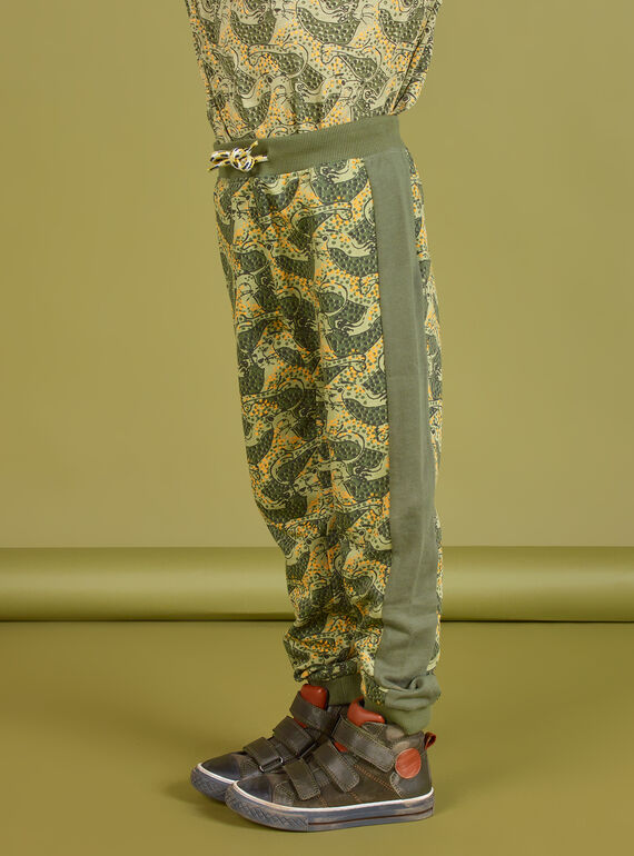 Jogginganzug für Jungen in Khaki mit Leopardenmuster MOKAJOG2 / 21W902I2JGB612