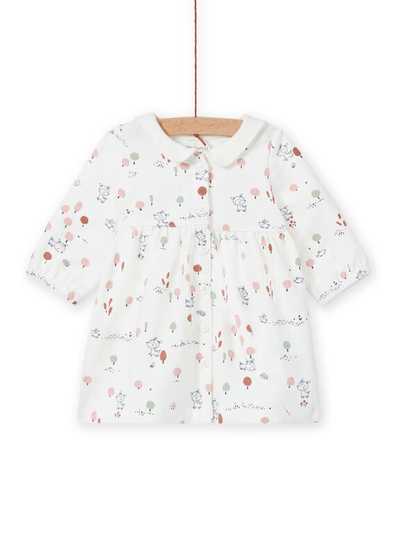 Kleid in ecru mit ausgefallenem Druck, Geburt Mädchen MOU1ROB / 21WF0341ROB001