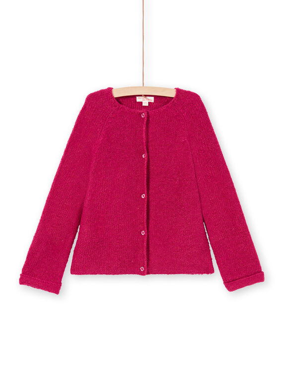 Einfarbig rosa langärmelige Strickjacke für Mädchen MAJOCAR4 / 21W90122CARD312