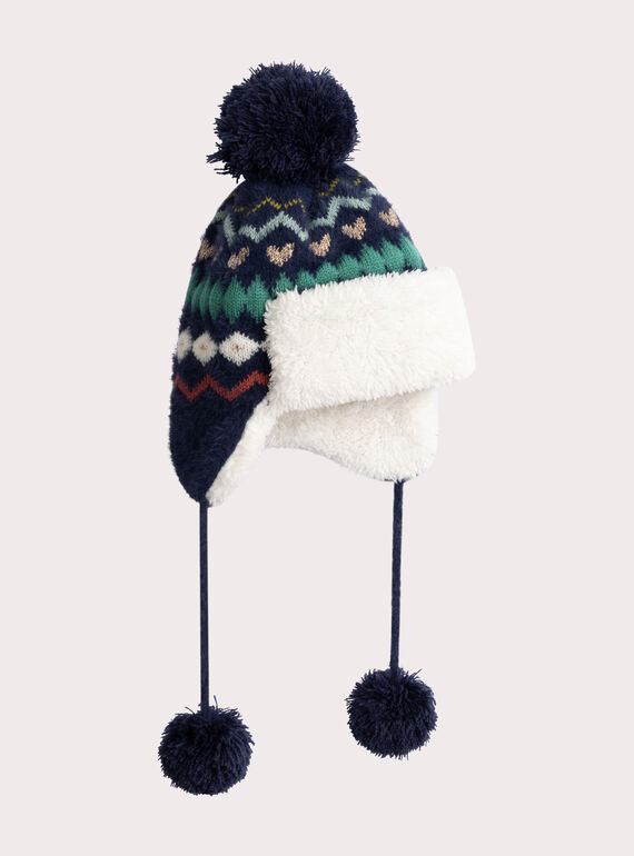 Chapka gestrickt mit Pompom für Mädchen  VYAJOCHAP1 / 24WI01M1BON070