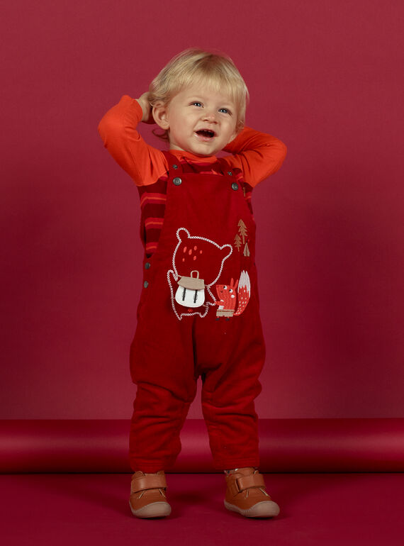 Roter Cord-Overall für Baby-Jungen mit Fantasie-Motiv MUFUNSAL1 / 21WG10M2SAL510