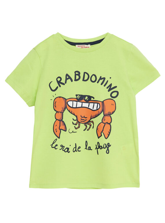 Gelbes kurzärmeliges Jungen-T-Shirt mit Krabbenaufdruck JOJOTI9 / 20S902T3D31103