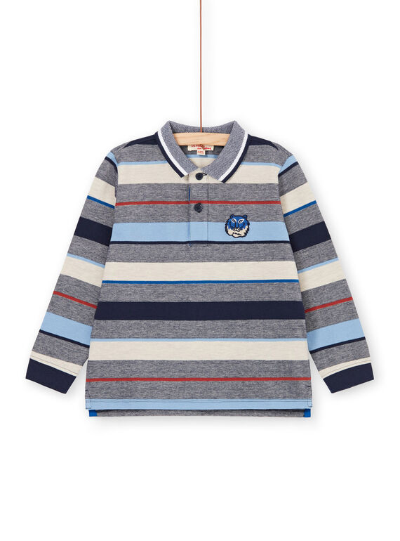 Grau und rot gestreiftes Poloshirt - Junge Kind LOBLEPOL / 21S902J1POL705